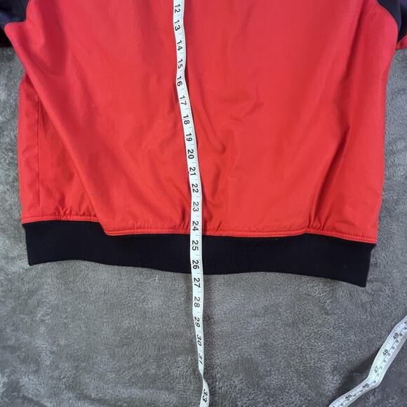 Aquascutum Jacket Mens Large Red Bomber Full Zip Made in England Black Trim - Picture 8 of 8